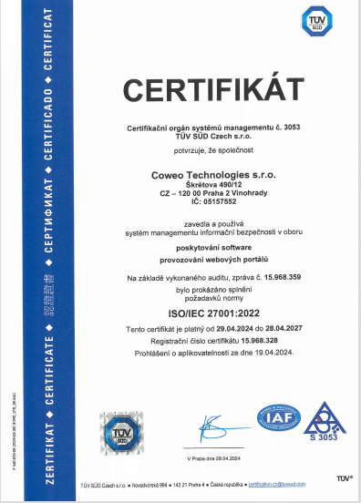 Certifikát 27001
